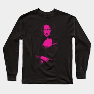 Pink Purple Mono Color Mona Lisa Long Sleeve T-Shirt